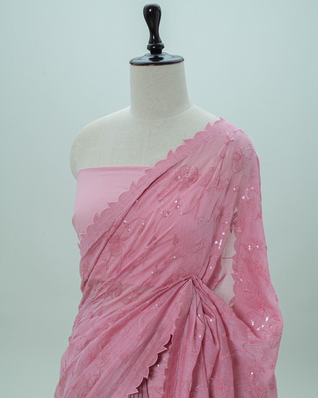 Elegant Pink Sequin Saree