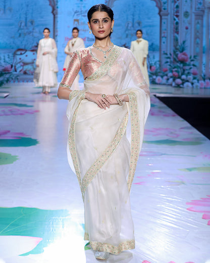 Off-white Organza Saree