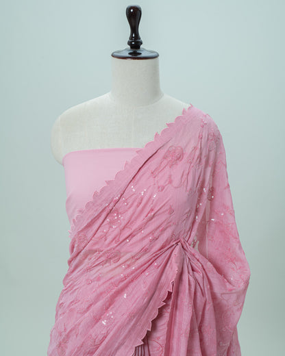 Elegant Pink Sequin Saree