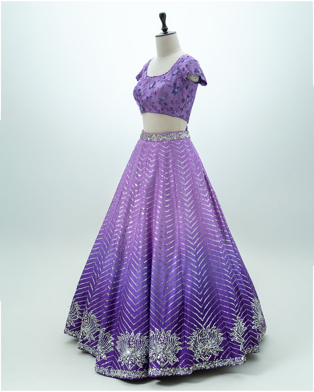 Lavender Sequin Lehenga Set