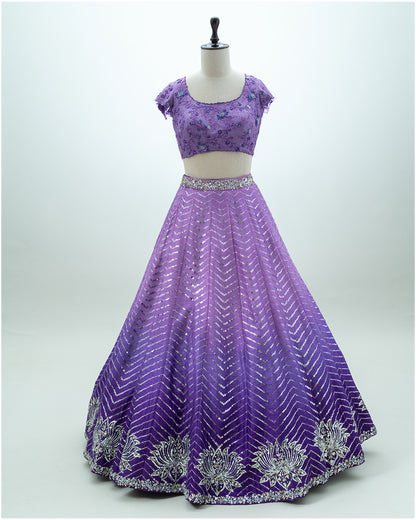 Lavender Sequin Lehenga Set