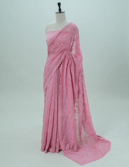 Elegant Pink Sequin Saree
