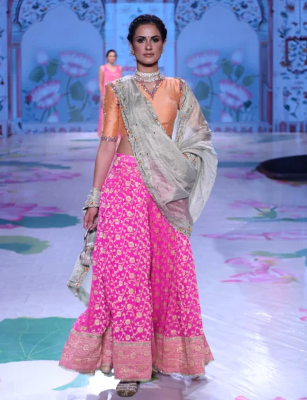 Banarasi Palazzos & Muga Silk Zardosi Blouse Set