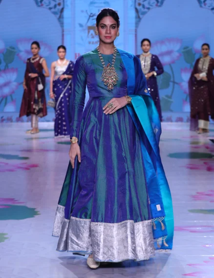 Pure Silk Gold Zari Anarkali