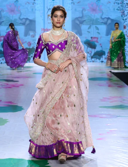 Pastel Powder Pink Organza Lehenga