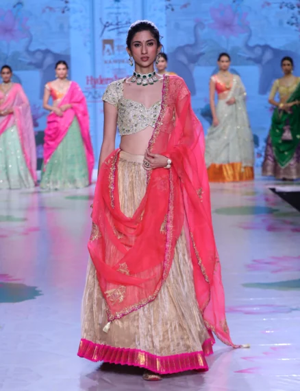 Tissue Chanderi Lehenga with Zardosi Blouse & Dupatta