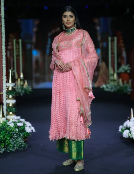 Raw Silk Zardosi Set with Kota & Organza Dupatta