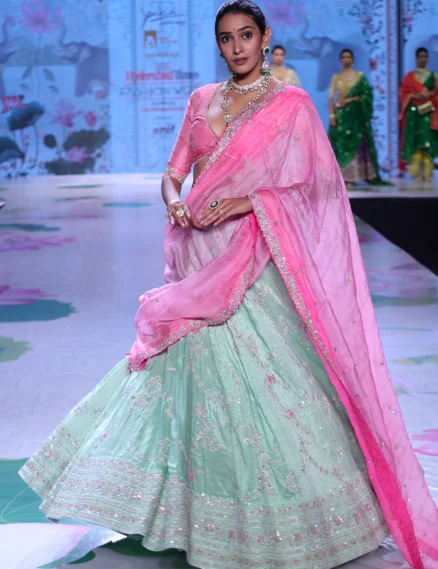 Flowing Raw Silk Lehenga