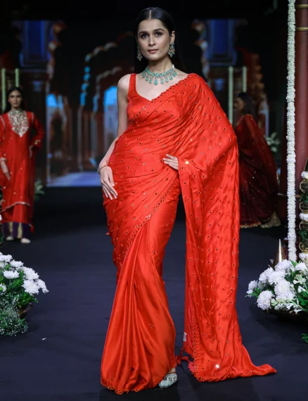 Red Colour Modal Satin Saree